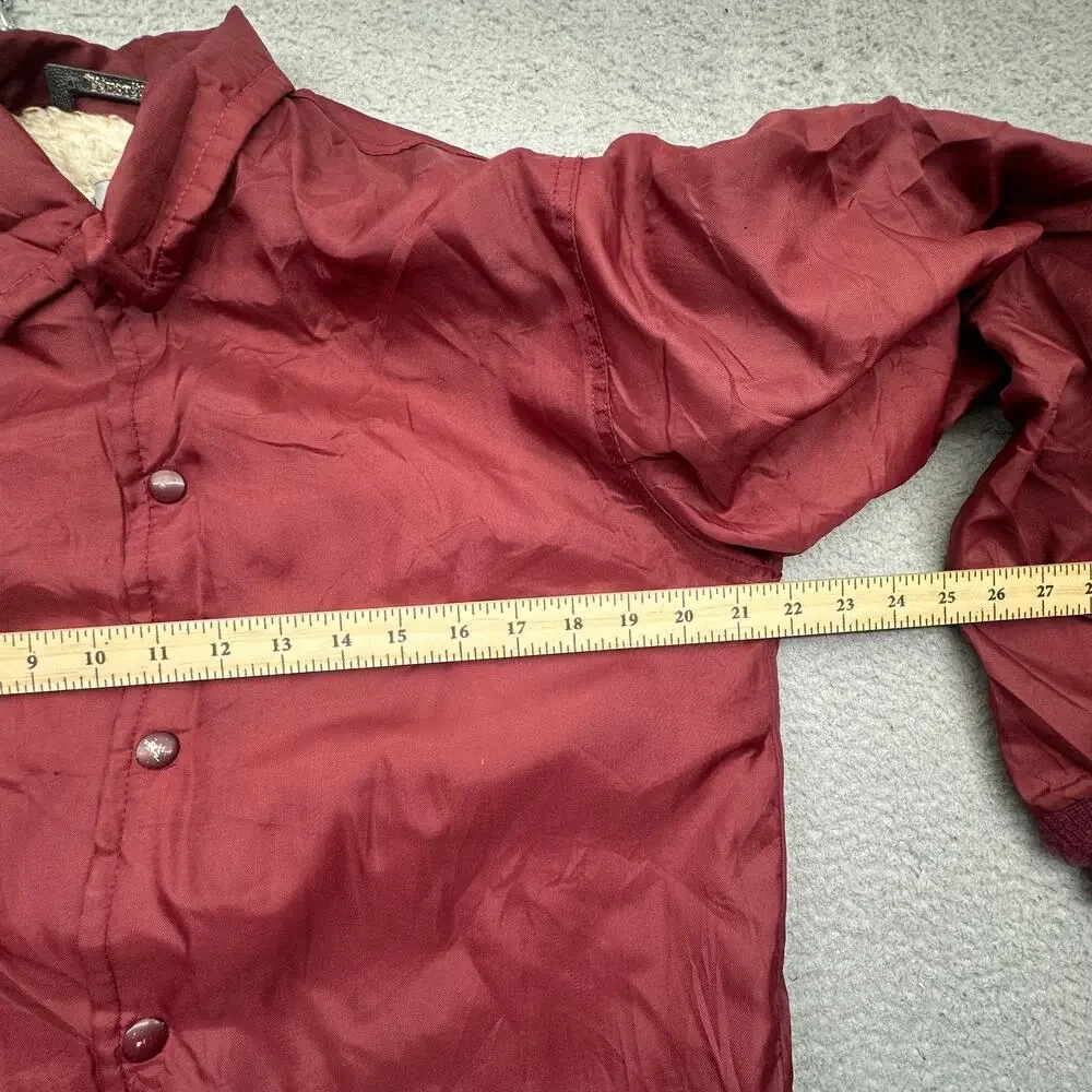 Vintage 70s 80s Westwind Sherpa Fleece Lined Coach Snap Button Jacket Men XS Red